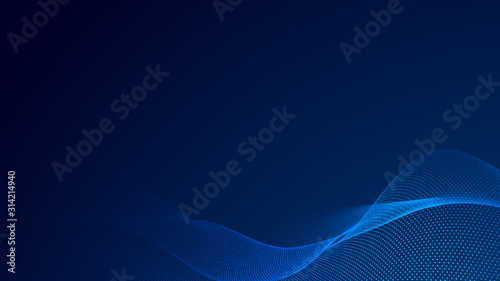 Dot blue wave light screen gradient texture background. Abstract technology big data digital background. 3d rendering.