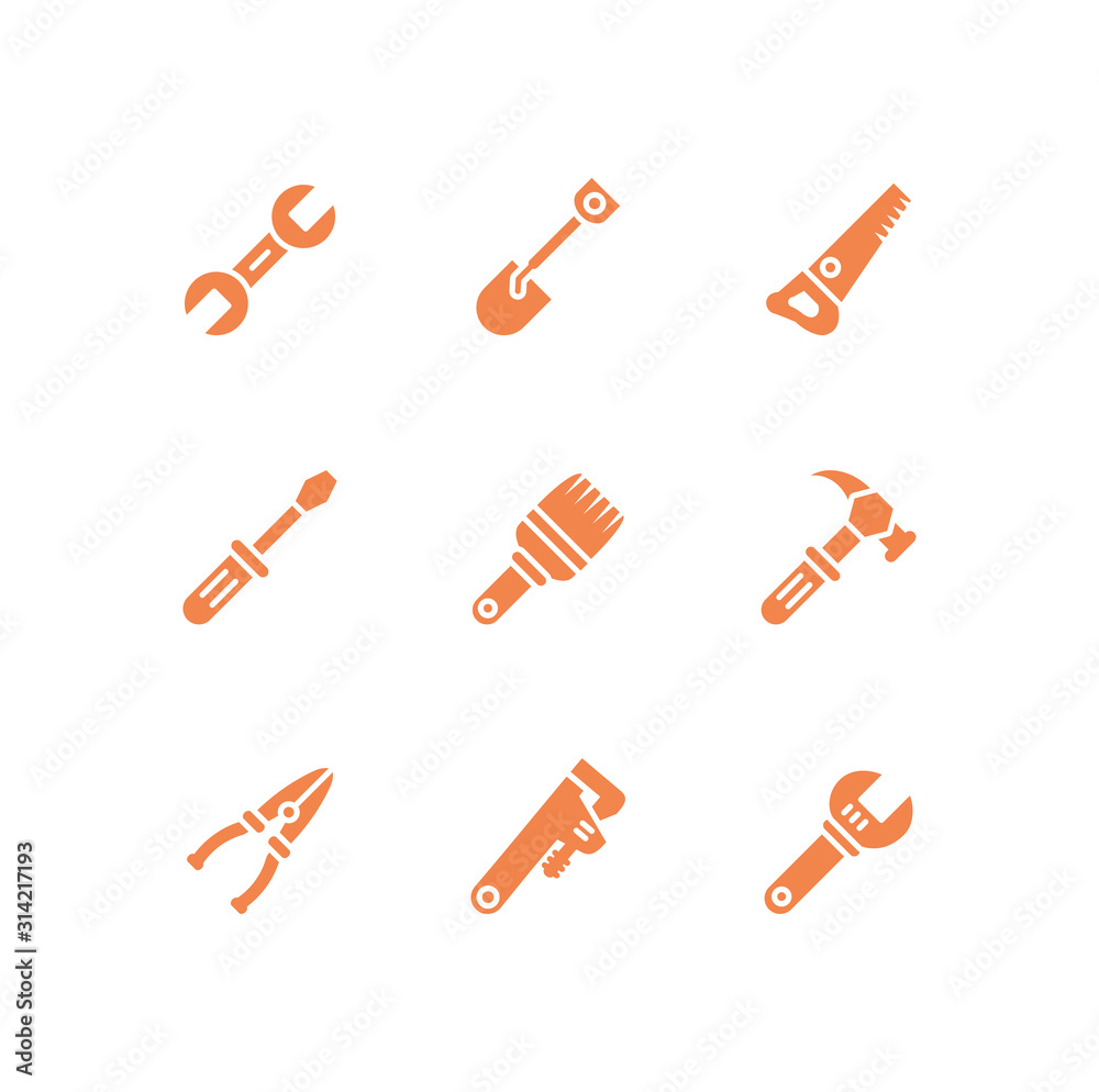 Isolated construction tools icon set vector design Isolated construction tools icon set vector design