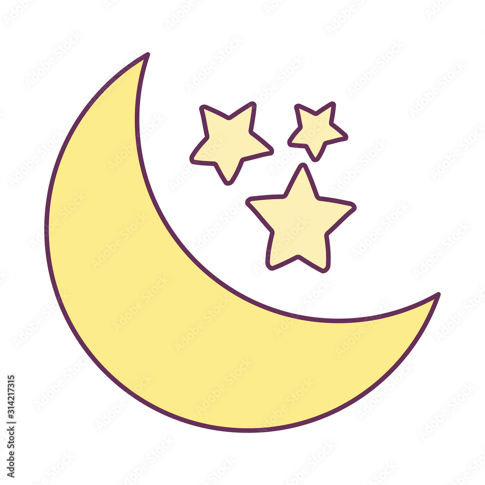Isolated night moon and stars vector design