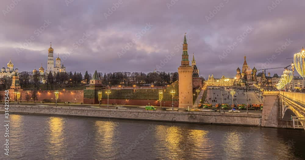 January 2020, Moscow Russia, Moscow river, evening time lapse, 4k, beautiful evening cityscape. January 2020, Moscow Russia, Moscow river, evening time lapse, 4k, beautiful evening cityscape.