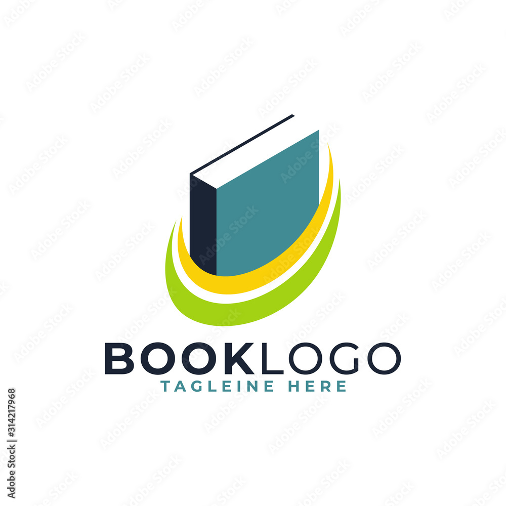 Book Logo Design Vector Stock