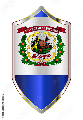 West Virginia State Flag On A Crusader Style Shield