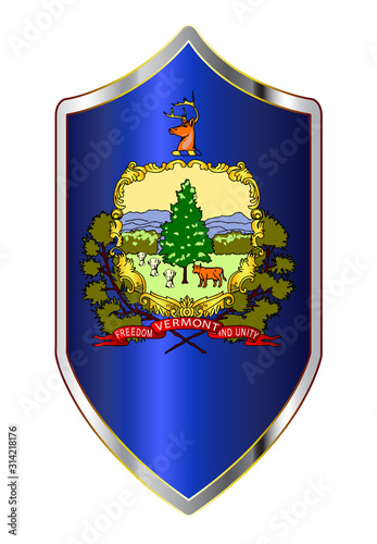 Vermont State Flag On A Crusader Style Shield