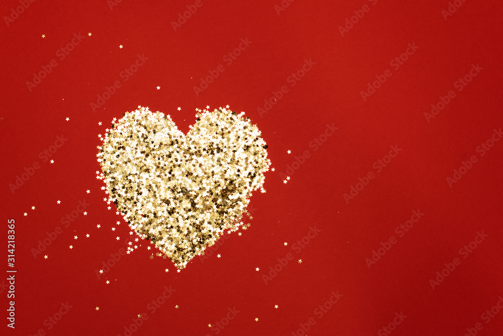 red hearts glitter frame with white background, valentine, love, wedding, marriage concept