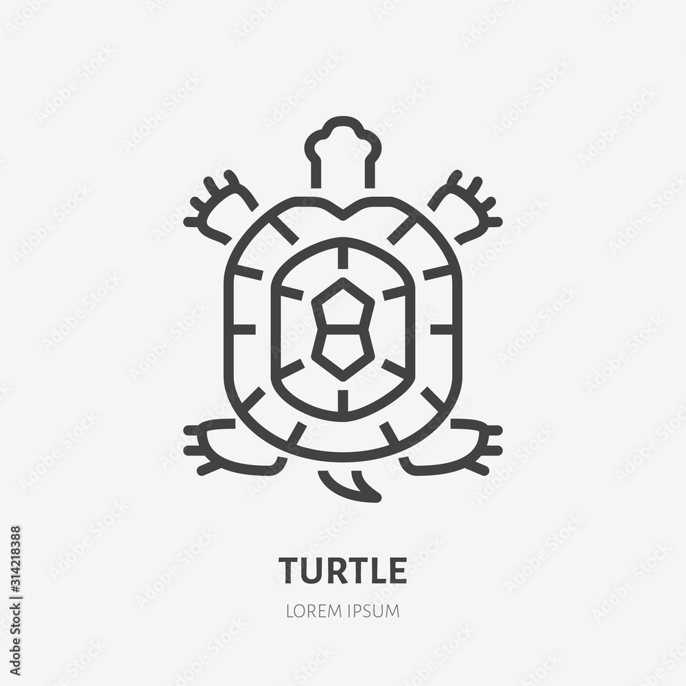 Fototapeta premium Turtle line icon, vector pictogram of tortoise. Animal illustration, sign for pet shop