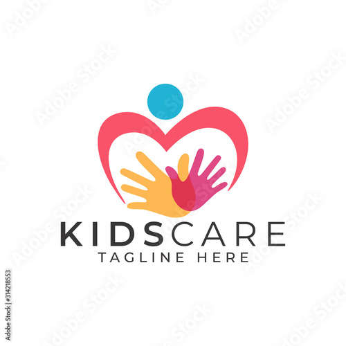 Kids Care Logo Design Vector Template 