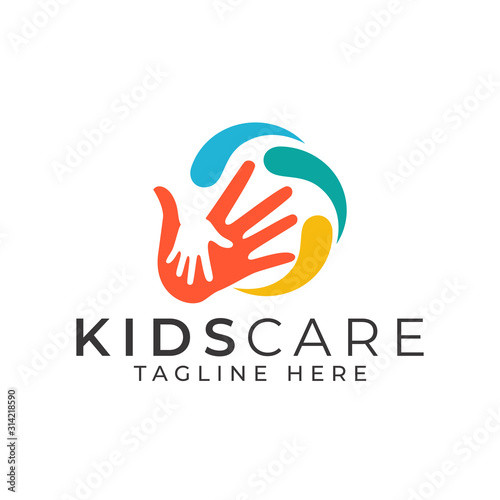 Kids Care Logo Design Vector Template 