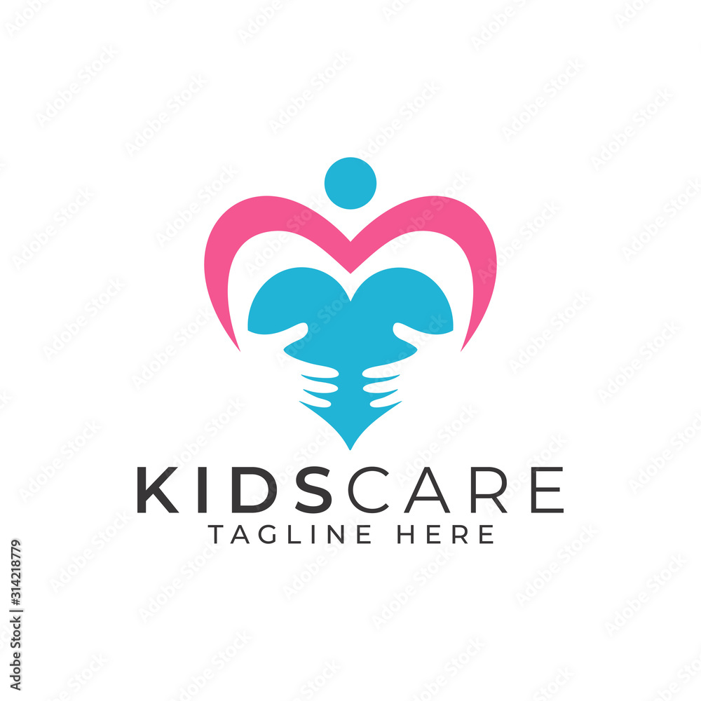 Kids Care Logo Design Vector Template 