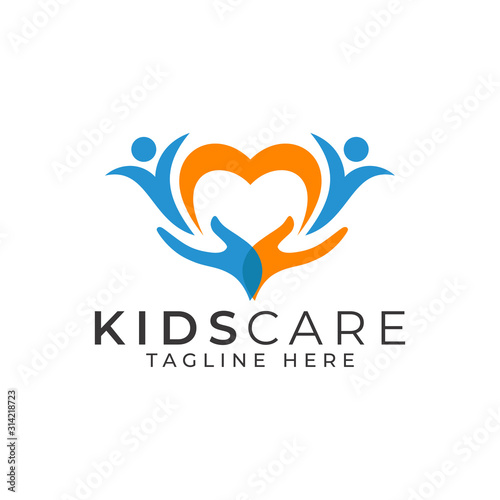 Kids Care Logo Design Vector Template 