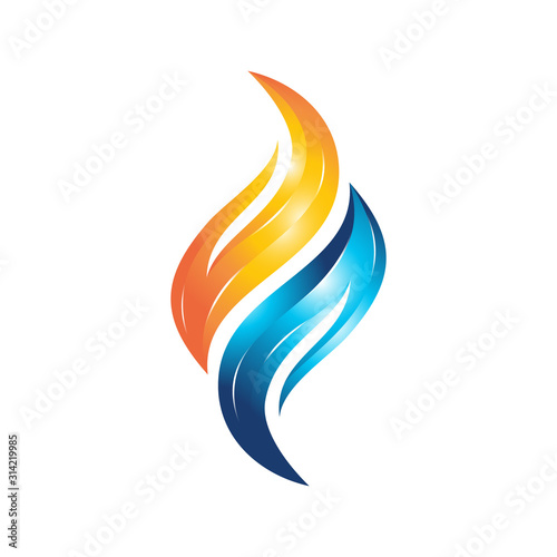 colorful flame water vector logo template