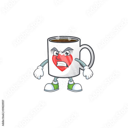 cartoon character of cup coffee love with angry face