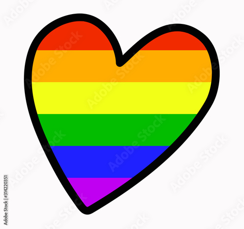 LGBT Rainbow Flag heart. The concept of homosexual love, gay lesbian bisexual transgender people. The Movement for the Rights of Sexual Minorities. Stock vector illustration isolated on white.