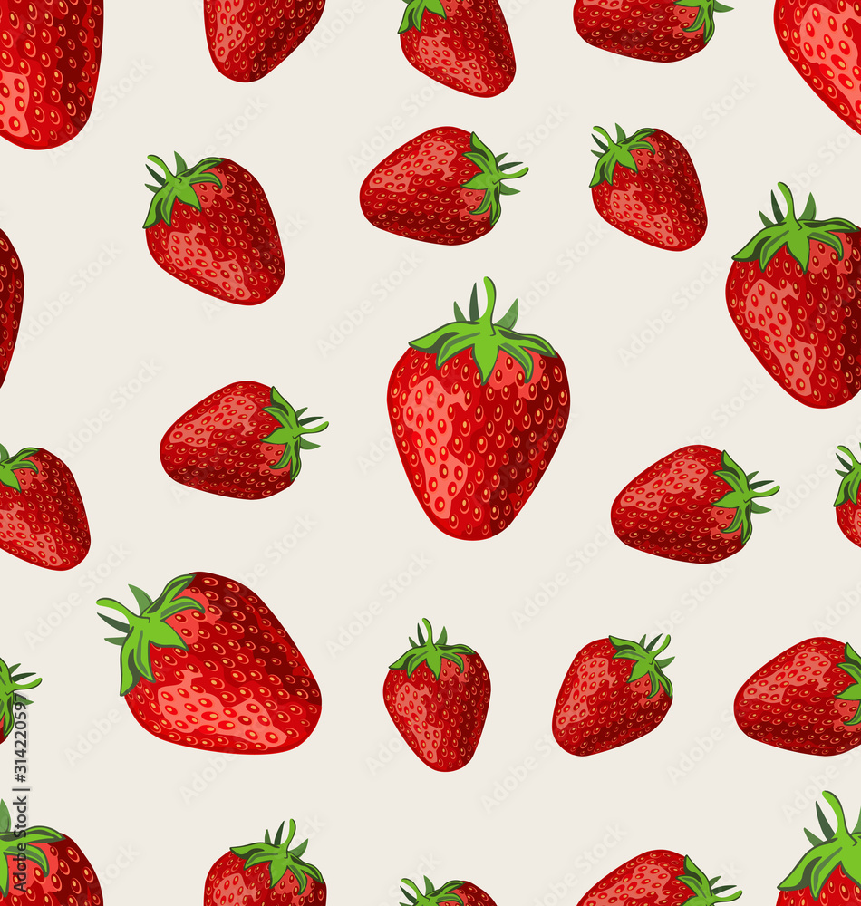 Strawberry fruit on a white background seamless pattern Strawberry fruit on a white background seamless pattern