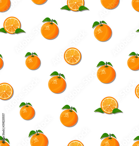 Oranges slices on a white background seamless pattern