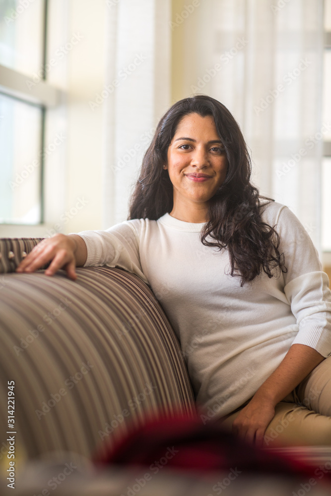 Portrait of a Hispanic woman at home. Portrait of a Hispanic woman at home.