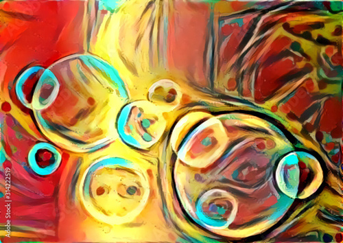 Abstract iridescent background with circles. Modern art