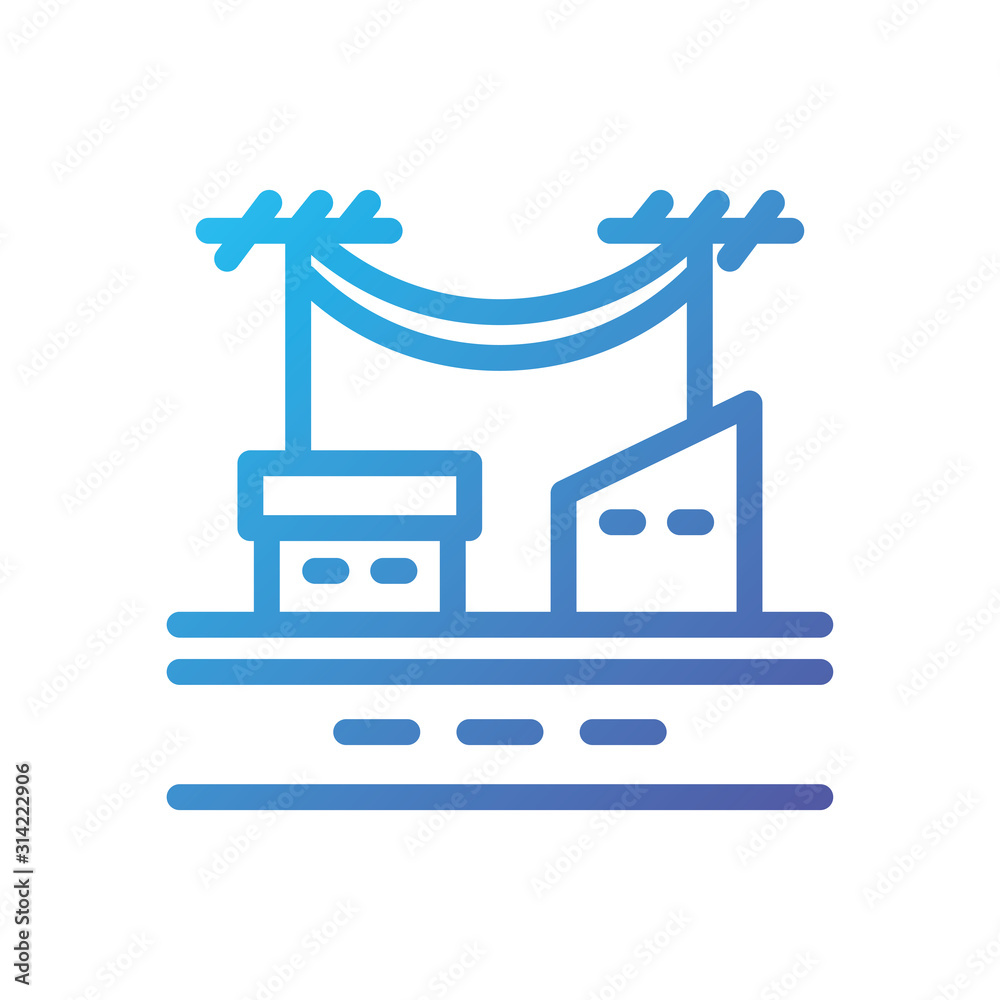 Naklejka premium Isolated factory and wires vector design