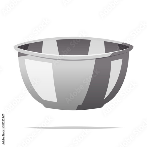 Stainless steel mixing bowl vector isolated illustration