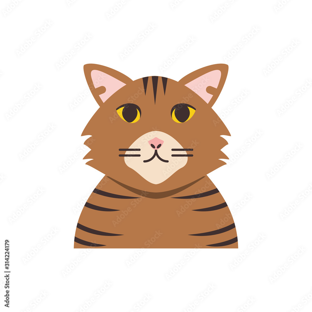 Cute brown and striped cat cartoon vector design