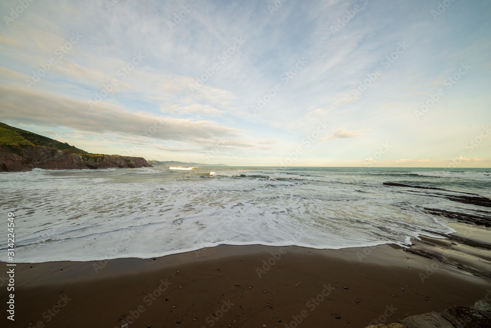 The beach of Zumaia a very cloudy day, Basque Country