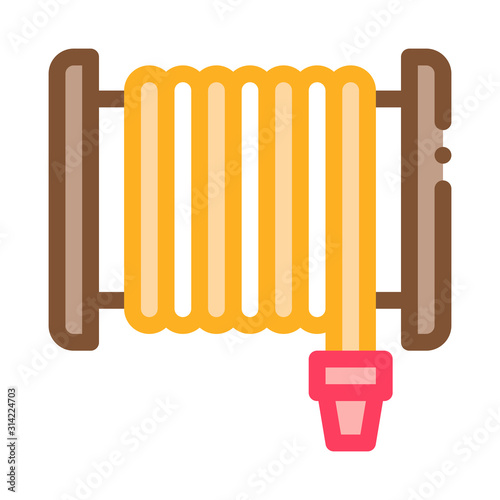Firehose Hose Reel Icon Vector. Outline Firehose Hose Reel Sign. Isolated Contour Symbol Illustration