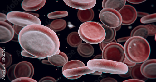Tableau sur toile super macro scene with blood red corpuscles