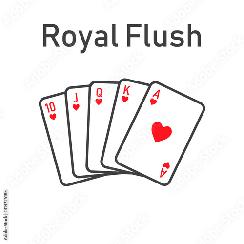 Royal flush poker combonation suit vector from ten to ace