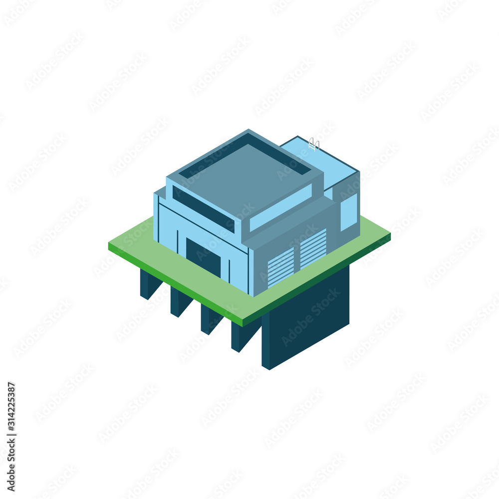 Isometric grey city building vector design