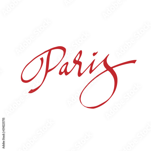 Paris calligraphic text for postcard, banner, poster, Social media. vector