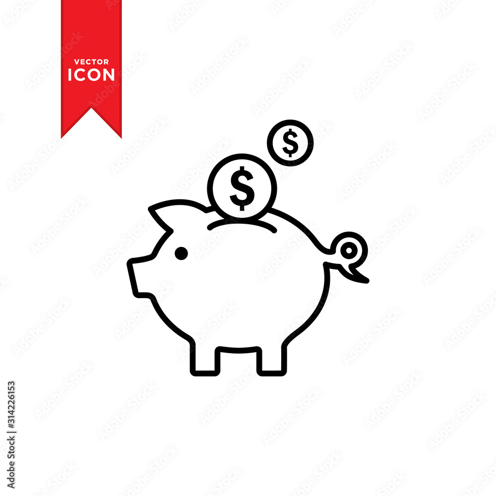 Piggy bank icon vector. Simple design on white background. Piggy bank icon vector. Simple design on white background.