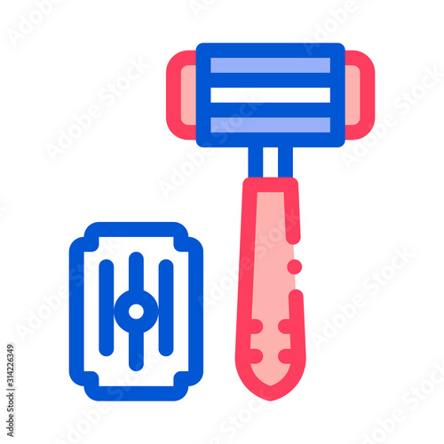 Shaving Razor And Blade Icon Vector. Outline Shaving Razor And Blade Sign. Isolated Contour Symbol Illustration
