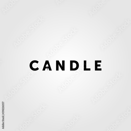 candle light flame logo negative space in candle letter vector illustration