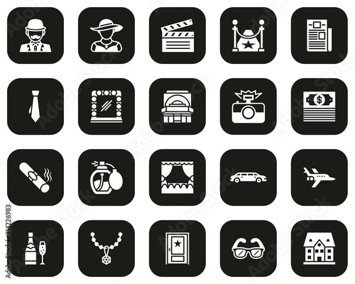 Hollywood Icons White On Black Set Big