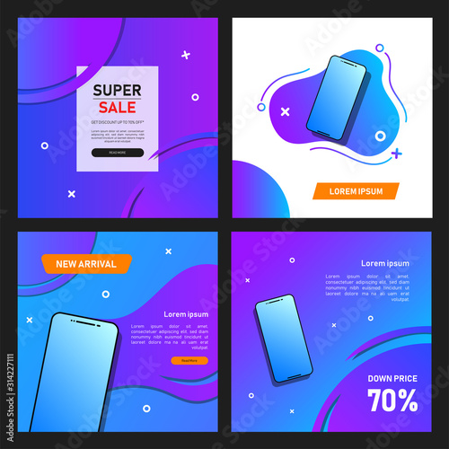 Dynamic modern fluid mobile for sale banners. Sale banner template design. Super sale special offer set. Editable banner adversiter template. For social media post, stories, story, internet ads