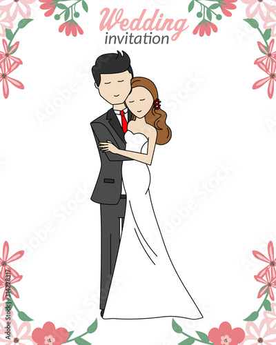 Wedding card. Bride and groom	