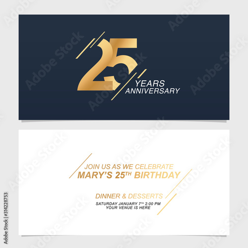 25 years anniversary invitation card vector illustration. Template design