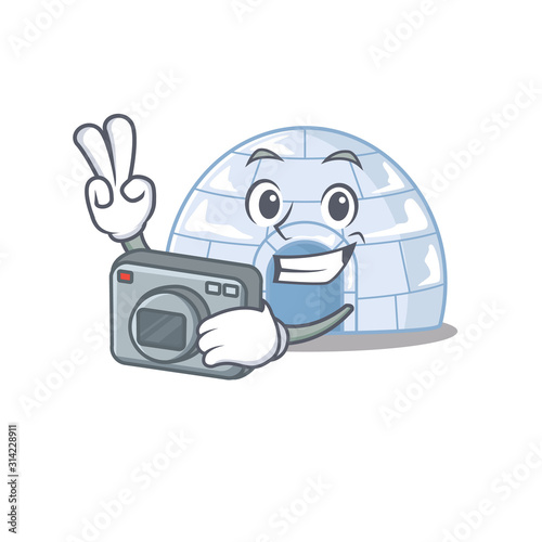 Cool Photographer igloo character with a camera