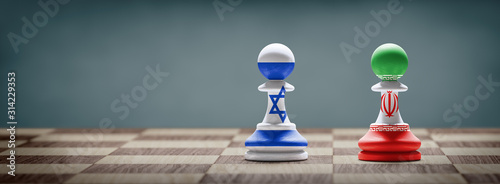 Israel and Iran conflict. 3D illustration.