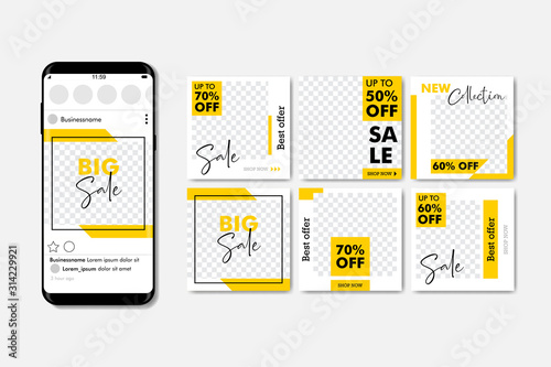 Editable Social Media Post Template Banners for Digital Marketing, promotion, advertising, stories. Vector illustration