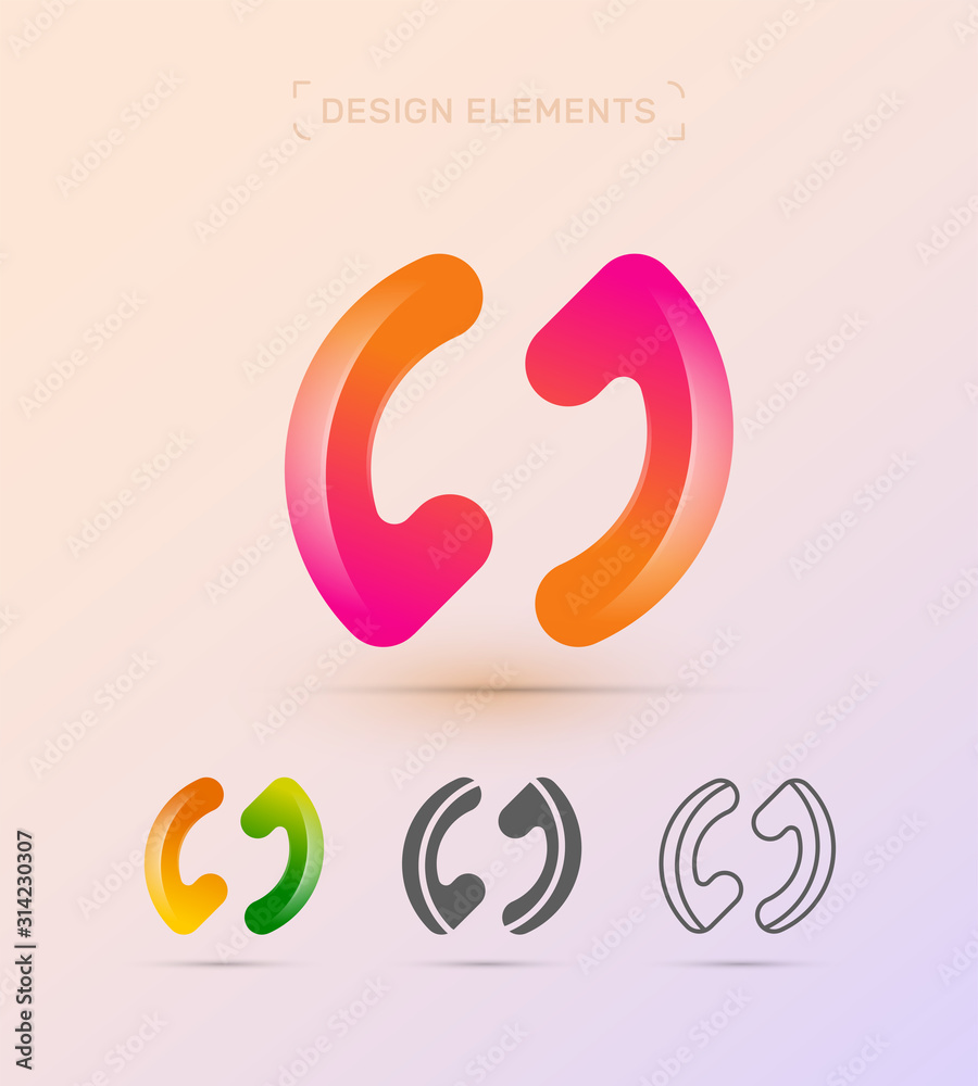 Vector rounded letter O company logo design template. Synergy illustration.Material design, origami paper, fluent flat and line art styles. Twisted app icon Vector rounded letter O company logo design template. Synergy illustration.Material design, origami paper, fluent flat and line art styles. Twisted app icon