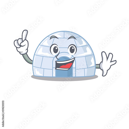 One Finger igloo in mascot cartoon character style