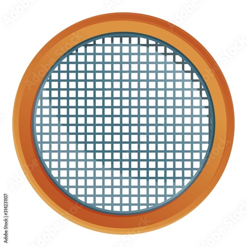 Top view sieve icon. Cartoon of top view sieve vector icon for web design isolated on white background