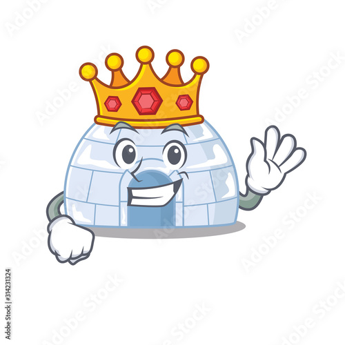 A stunning of igloo stylized of King on cartoon mascot style