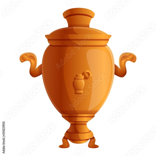 Gold samovar icon. Cartoon of gold samovar vector icon for web design isolated on white background