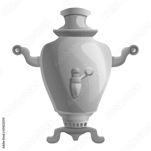 Aluminum samovar icon. Cartoon of aluminum samovar vector icon for web design isolated on white background