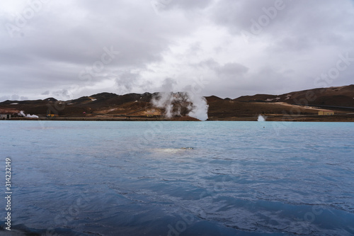 Blue lake in north Iceland