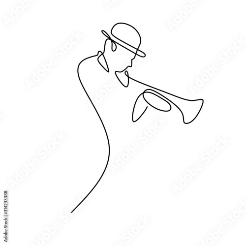continuous line drawing of jazz music. photo