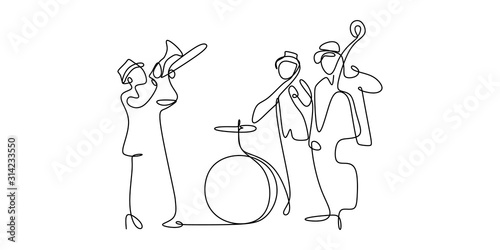 continuous line drawing of jazz music.