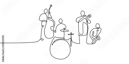 continuous line drawing of jazz music.