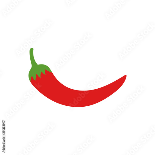 Hot chili pepper vector illustration, isolated on white background. Red chili logo design.